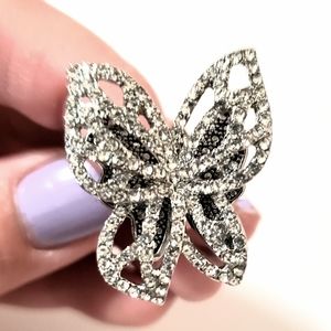LUXE 925 SILVER RHINESTONE BUTTERFLY GIFT BOX RING